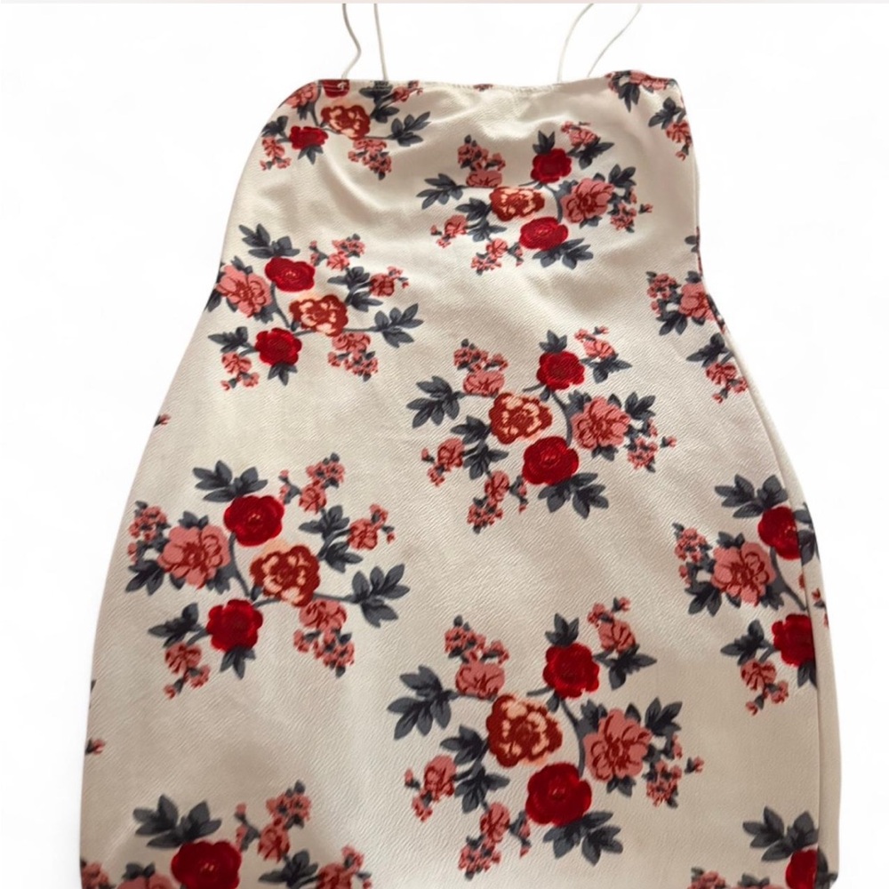 SHEIN Red and Gray Floral Mini Dress